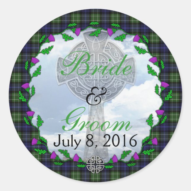 Abercrombie Scottish Wedding Favour Classic Round Sticker (Front)