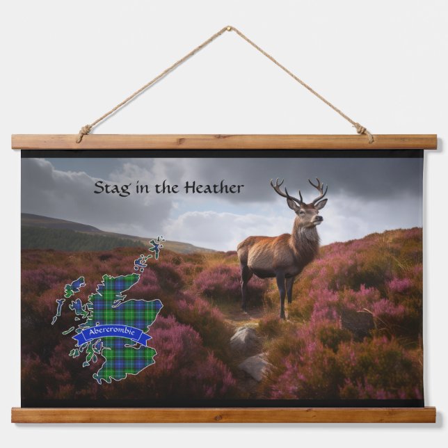 Abercrombie Stag in the Heather Personalised Hanging Tapestry (Front)