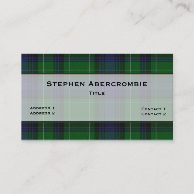 Abercrombie Tartan Plaid Custom Business Card (Front)