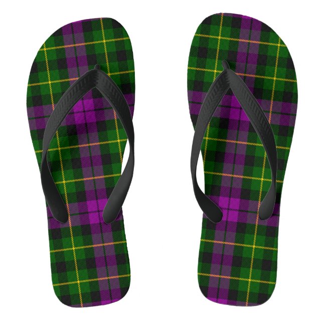 Abercrombie Tartan Purple & Green Adult Flip Flops (Footbed)