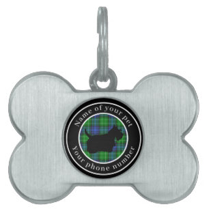 Abercrombie Tartan Scottie Dog Personalised Pet ID Tag