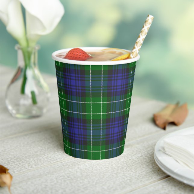 Abercrombie Tartan Scottish Plaid Pattern Paper Cups (Insitu)