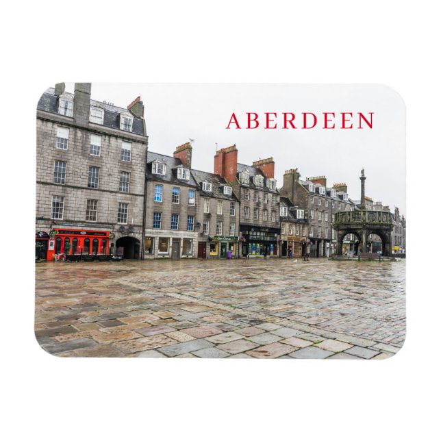 Aberdeen Castlegate buildings view fridge magnet (Horizontal)
