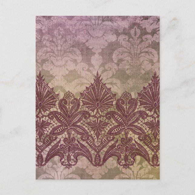ABERDEEN HEIRLOOM, LACE & DAMASK: VICTORIAN PINKS POSTCARD (Front)