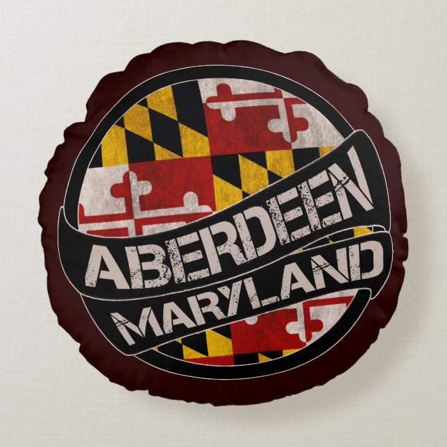 Aberdeen Maryland flag grunge round pillow (Front)