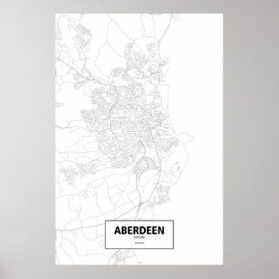 Aberdeen, Scotland (black on white) Poster