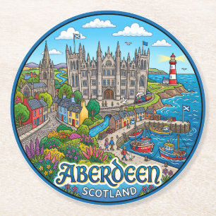 Aberdeen Scotland Round Paper Coaster