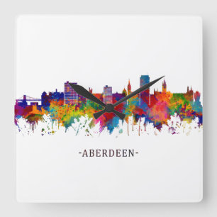 Aberdeen Scotland Skyline Square Wall Clock