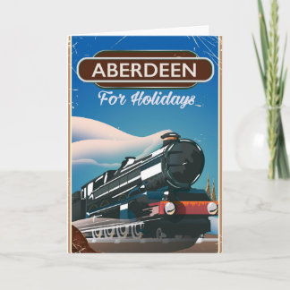 Aberdeen Scotland vintage train travel poster Holiday Card