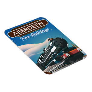 Aberdeen Scotland vintage train travel poster Magnet