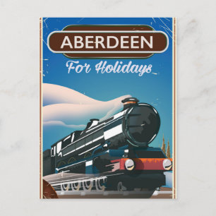 Aberdeen Scotland vintage train travel poster Postcard
