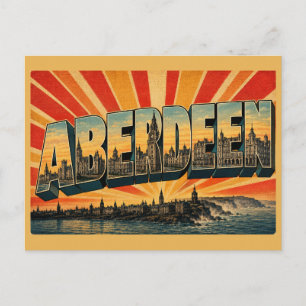 Aberdeen Scotland Vintage Travel Art Postcard