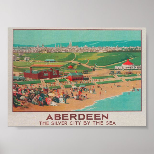Aberdeen Scotland Vintage Travel Poster (Front)