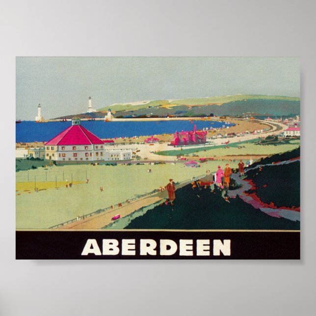 Aberdeen Scotland Vintage Travel Poster (Front)
