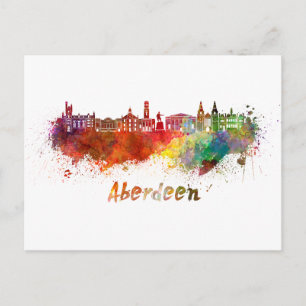 Aberdeen skyline in watercolor postcard
