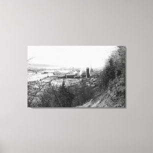 Aberdeen, WA Town View Mill and Harbour Photograp Canvas Print