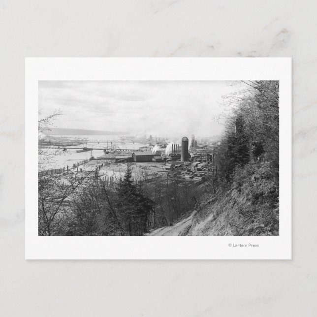 Aberdeen, WA Town View Mill and Harbour Photograp Postcard (Front)