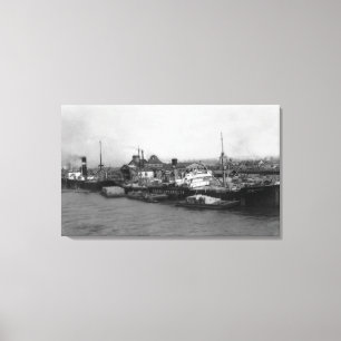 Aberdeen, WA - View of Waterfront and Shipping Canvas Print