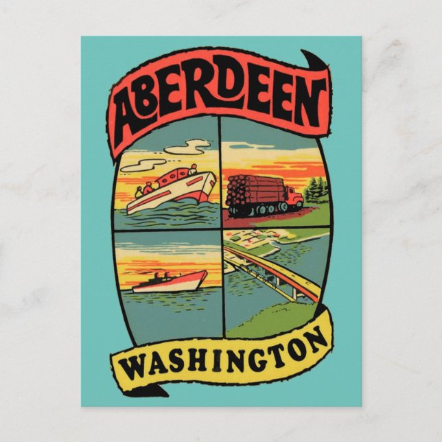 Aberdeen Washington Vintage Travel Postcard (Front)