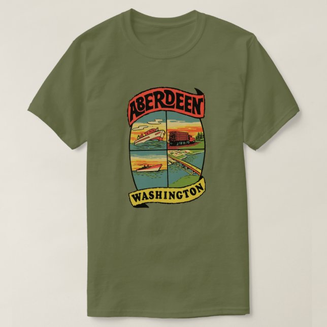Aberdeen Washington Vintage Travel T-Shirt (Design Front)