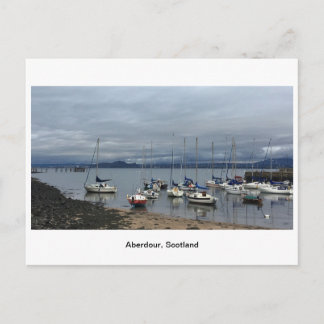 Aberdour Harbour - Boats on a cloudy day Postcard