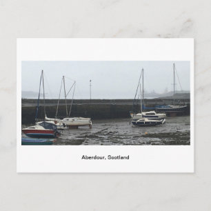 Aberdour, Scotland - Boats at Low Tide in Mist Postcard