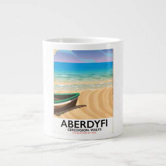 Aberdyfi, Ceredigion Wales vintage travel poster Large Coffee Mug