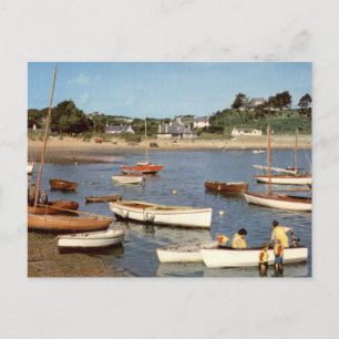 Abersoch Harbour Vintage Welsh Coastal View Postcard