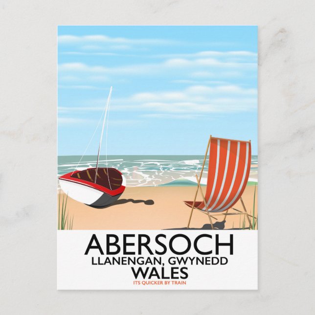 Abersoch Llanengan in Gwynedd, Wales travel poster Postcard (Front)