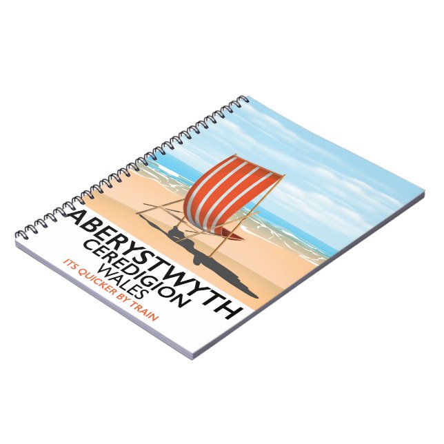 Aberystwyth Wales seaside travel poster Notebook (Left Side)