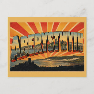 Aberystwyth Wales Vintage Travel Art Postcard