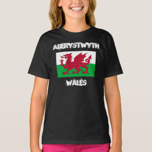 Aberystwyth, Wales with Welsh flag T-Shirt