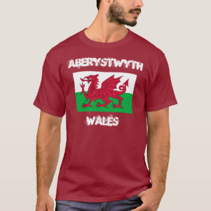 Aberystwyth, Wales with Welsh flag T-Shirt