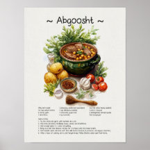 Abgoosht Recipe Poster – Persian Food Illustration