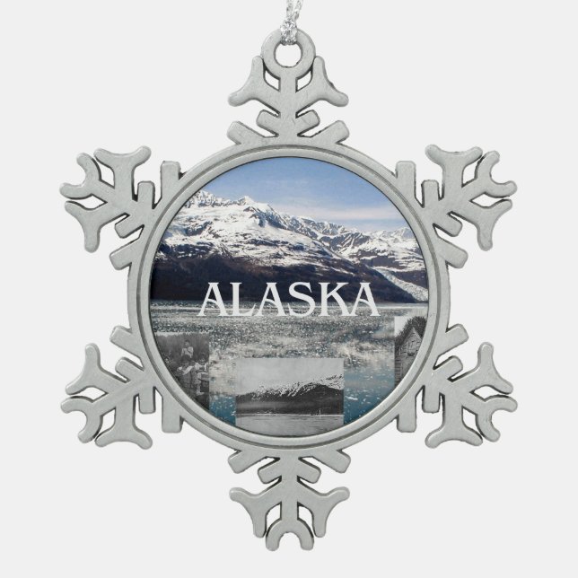 ABH Alaska Snowflake Pewter Christmas Ornament (Front)