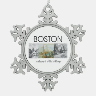 ABH Boston Snowflake Pewter Christmas Ornament