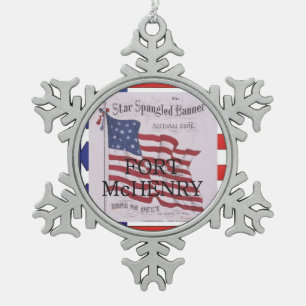 ABH Fort McHenry Snowflake Pewter Christmas Ornament