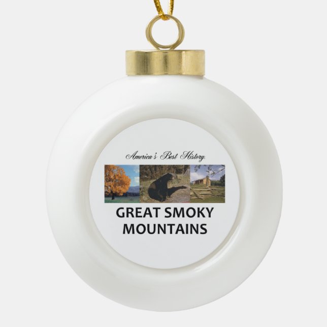 ABH Smoky Mountains Ceramic Ball Christmas Ornament (Front)