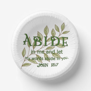 Abide In Me Christian Paper Bowls Plate