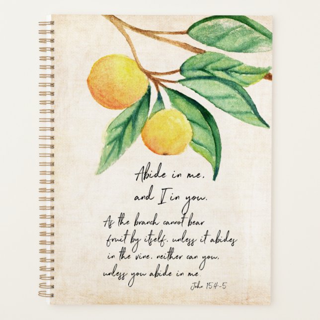 Abide In Me Fruitful Oranges  Planner (Front)