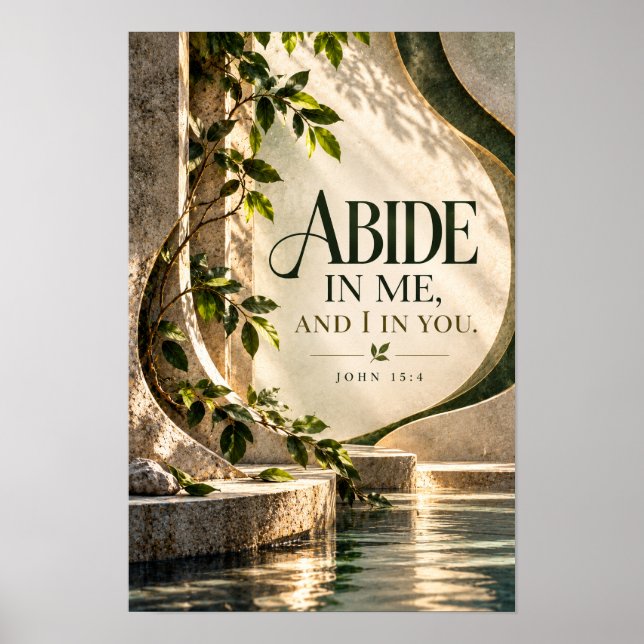 Abide in Me John 15:4 Christian Scripture Wall Art (Front)