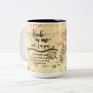 Abide in Me KJV Bible Verse Two-Tone Coffee Mug