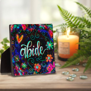 Abide Pretty Floral ONE WORD Inspirivity Plaque