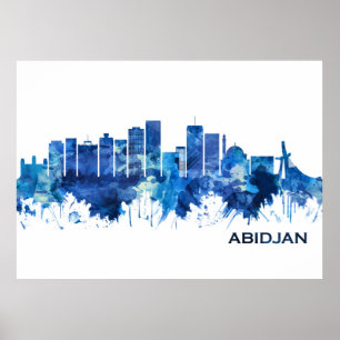 Abidjan Ivory Coast Skyline Blue Poster