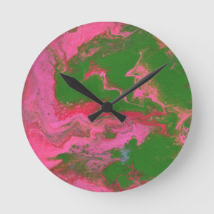 Abigail 2 Crazy Pink Green Abstract Clock