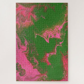 Abigail 3 Wild Pink Green Abstract Puzzle