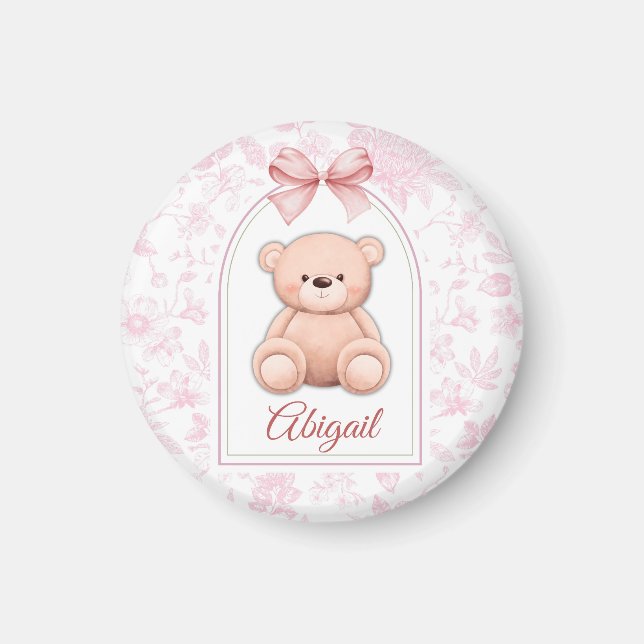 Abigail | Custom Pink Teddy Bear Nursery Design  Magnet (Front)