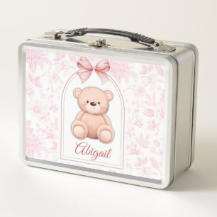 Abigail   Custom Pink Teddy Bear Nursery Design  Metal Lunch Box