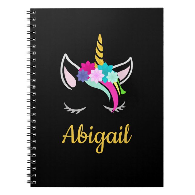 Abigail Dark Unicorn Name T-Shirt Notebook (Front)