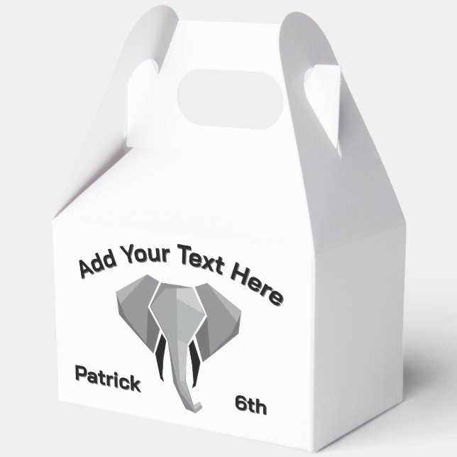 ABIGAIL - Elephant Head Age Name Text Favour Box (Back)